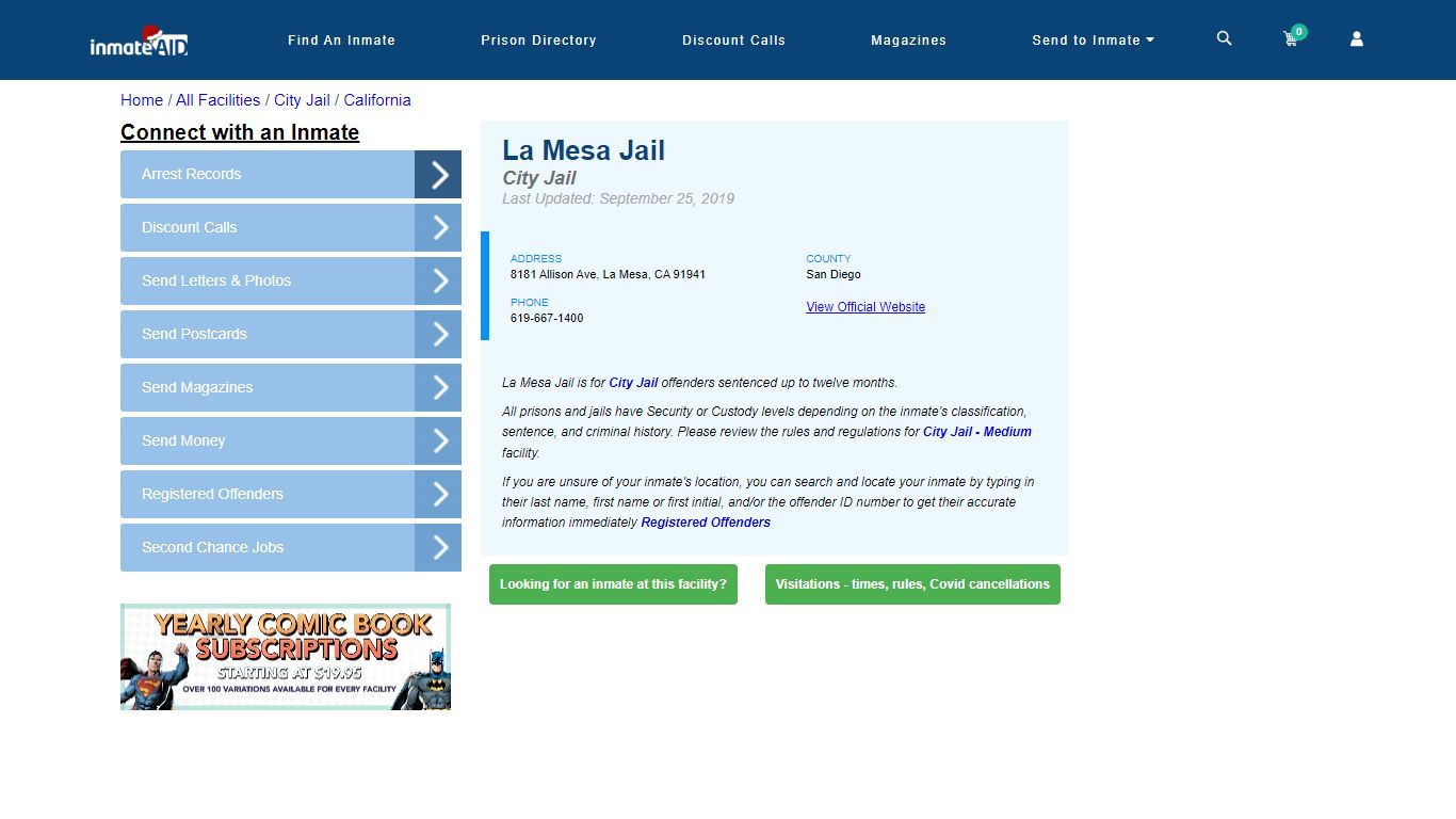 La Mesa Jail | Inmate Locator
